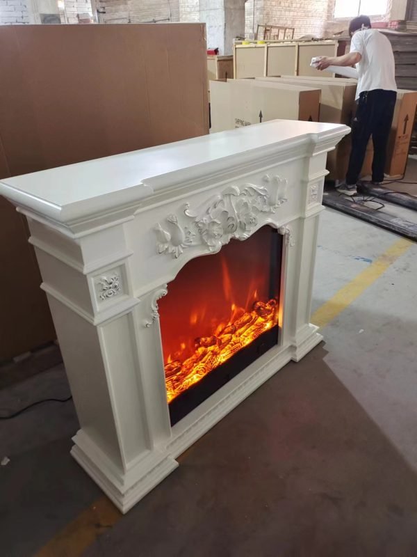 8061 Luxury Electric Fireplace with Wood Frame for Household Use - Image 5