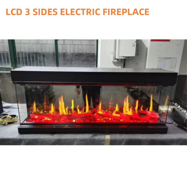 36/40/50/60/72/80/90/100inchLCD Screen Electric Fire Fireplace Holographic Fireplace Heater 3 Sided View Fireplace - Imagen 4