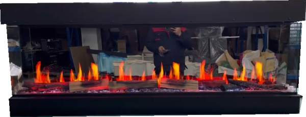 36/40/50/60/72/80/90/100inchLCD Screen Electric Fire Fireplace Holographic Fireplace Heater 3 Sided View Fireplace - Imagen 3