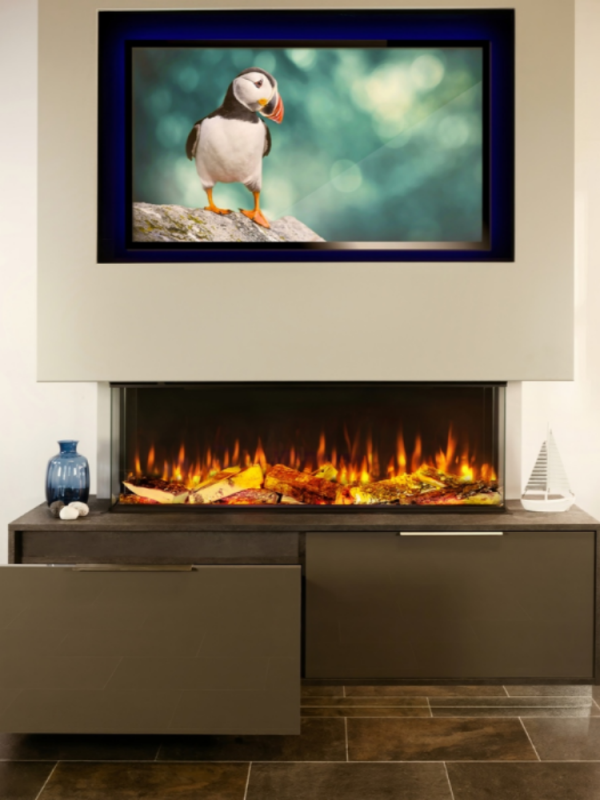 36/40/50/60/72/80/90/100inchLCD Screen Electric Fire Fireplace Holographic Fireplace Heater 3 Sided View Fireplace - Imagen 5