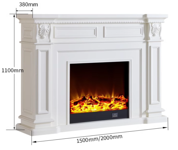 Model 1906 Luxury Electric Fireplace with Wood Frame for Household Use - Image 3