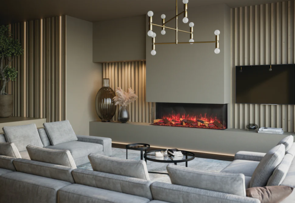 36/40/50/60/72/80/90/100inch 3 sides view fire LED electric fireplace with remote control colors flame