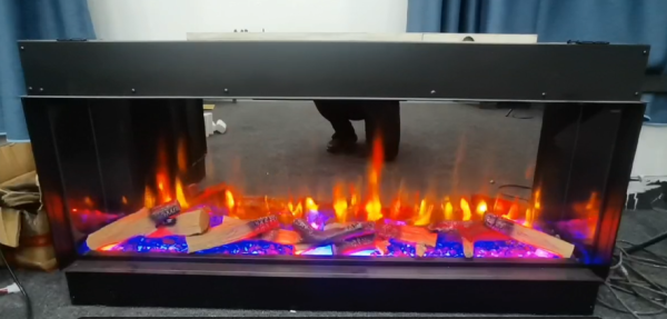 36/40/50/60/72/80/90/100inch 3 sides view fire LED electric fireplace with remote control colors flame - Image 5