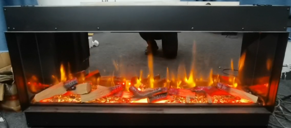36/40/50/60/72/80/90/100inch 3 sides view fire LED electric fireplace with remote control colors flame - Image 6