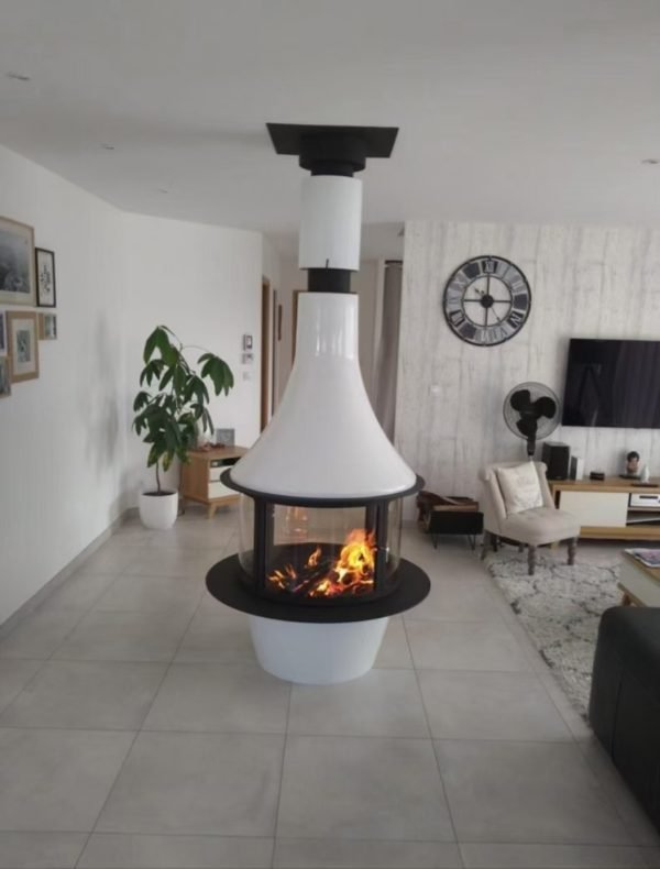 Customized any size and any shape hanging or freestanding wood stove fireplace