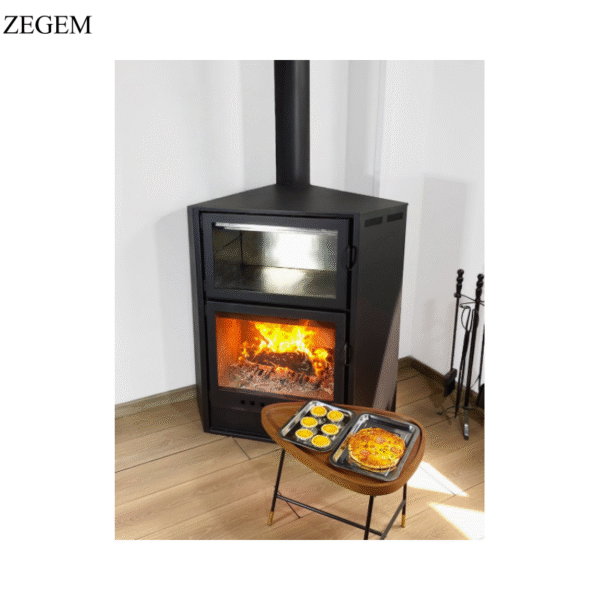Real fire burning indoor heater wood stove fireplace homestay oven